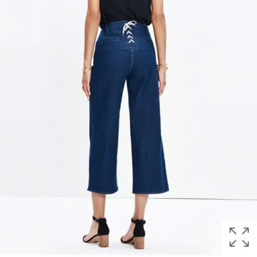 Madewell womens Wide-Leg Crop Jeans: Lace-Up Edition $148 F3533 W26.Waist 13.5"